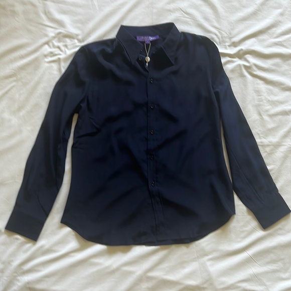 Ralph Lauren Purple Label Tops - Ralph Lauren Purple Label Womens Button Down Dress Shirt 100% SILK